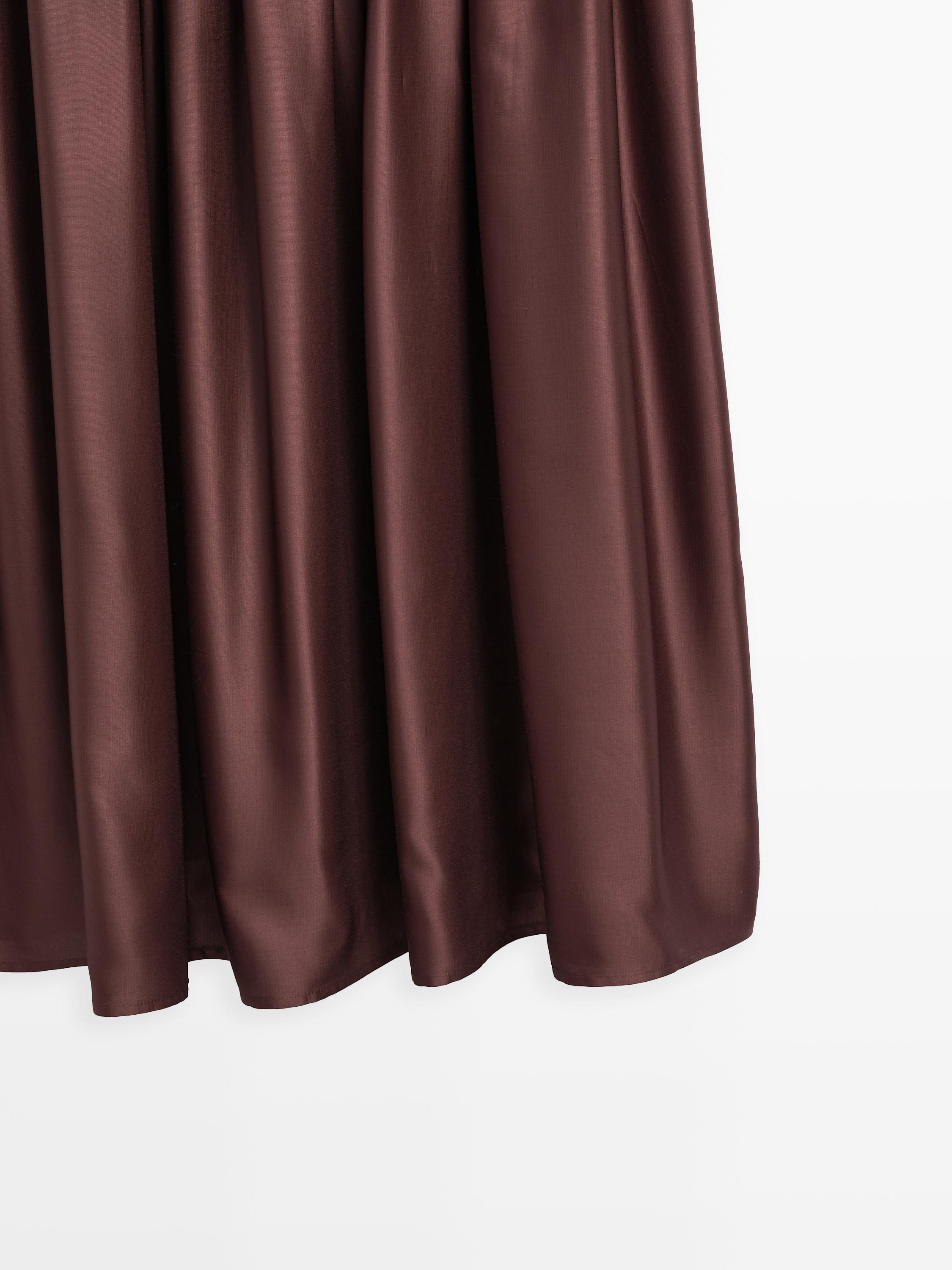 Flowing satin midi dress with straps